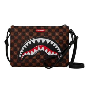 Sharks In Paris WTF Bubble Brown Check Crossover Clutch