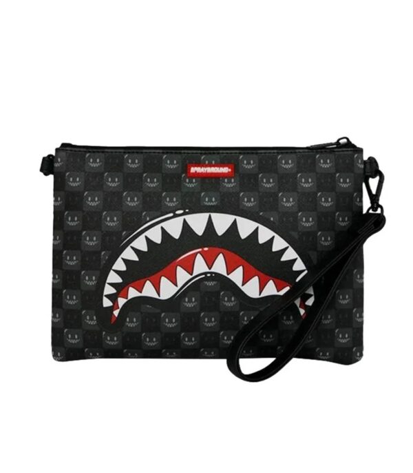 Sharks In Paris WTF Bubbly Black Check Crossover Clutch